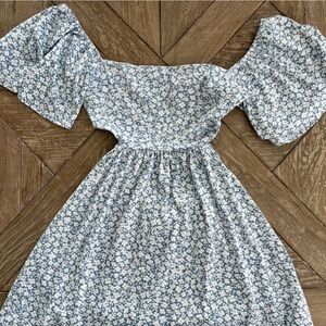 Altar'd State Blue and White Floral Backless Dress